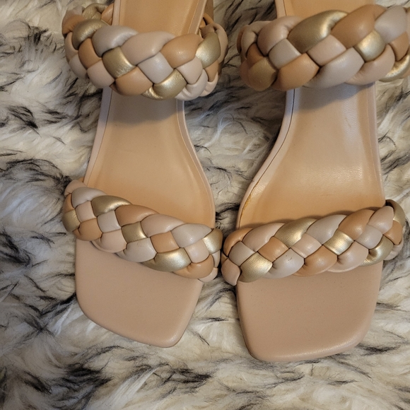 New (NWOT) A New Day Braided Beige Neutral Colored Basil Heeled Sandals - Picture 6 of 10